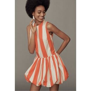 Anthropologie Bold Orange and Cream Mini Dress